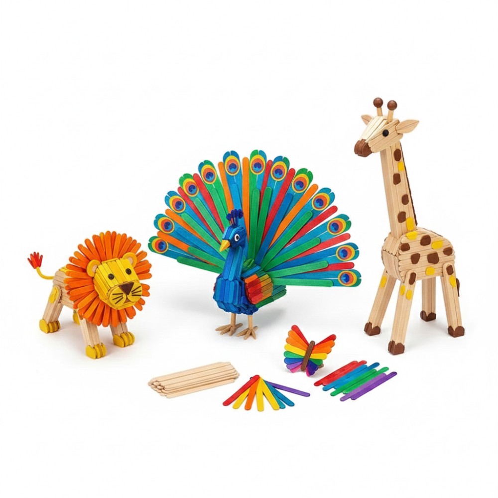 Art Craft Stick - Bâtonnets de glace en bois colorés,