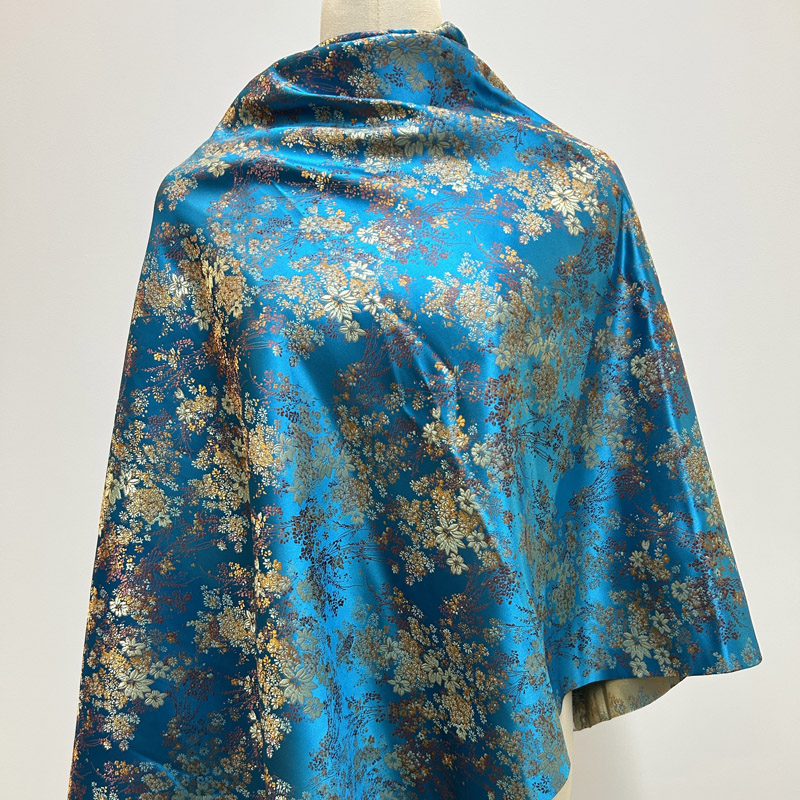 Art Craft Upholstery - Tissu brocart soyeux floral brillant et