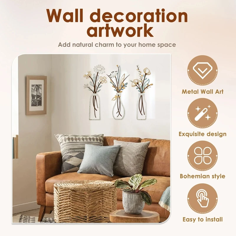 Décoration murale en métal, 3  - Art Craft Flower avis et prix